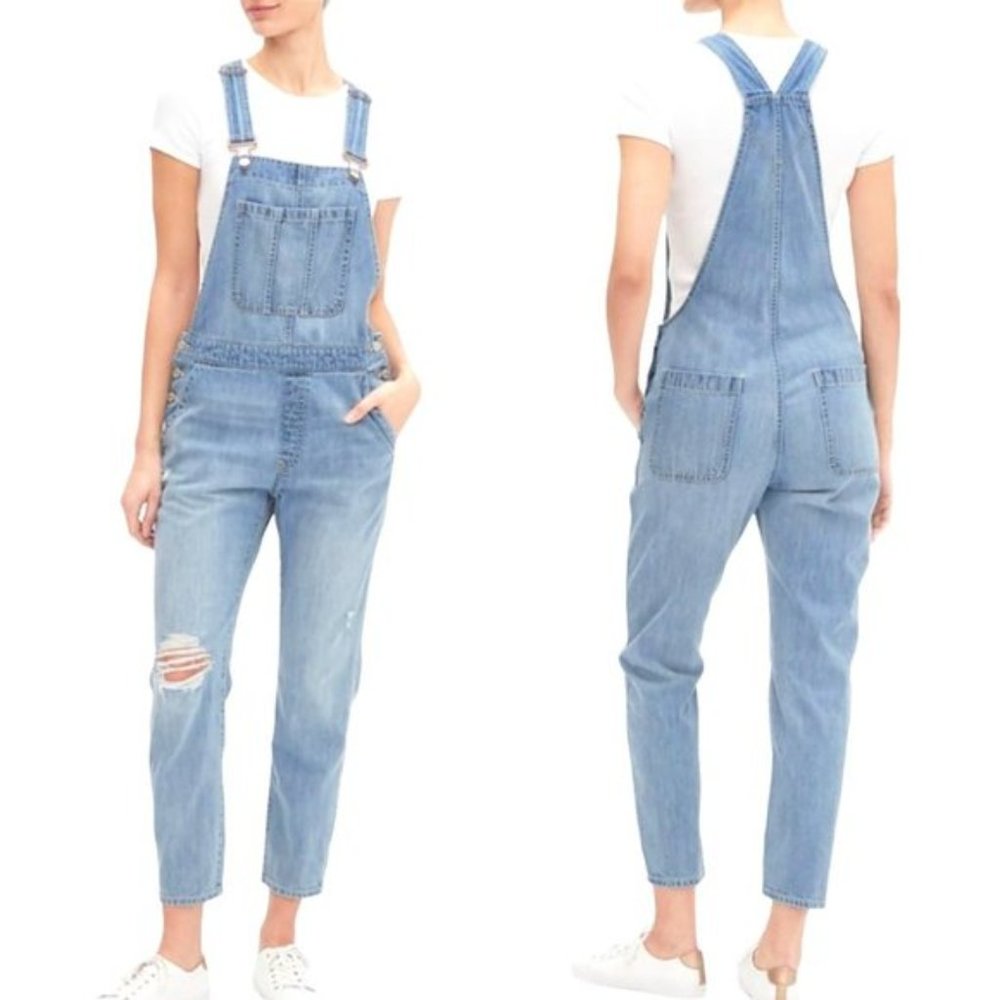 NWT Gap Distressed Denim Overalls sz XS